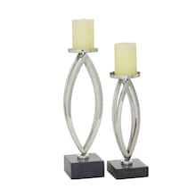 Silver Stainless Steel Candle Holder Set